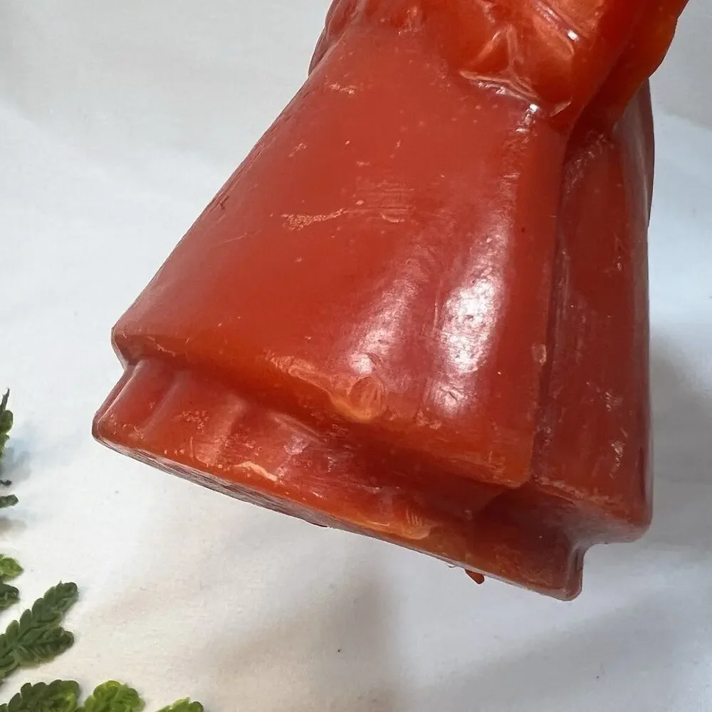Vintage Chior Angel Red Orange Christmas Wax Candle Mid Century Figurine 7”